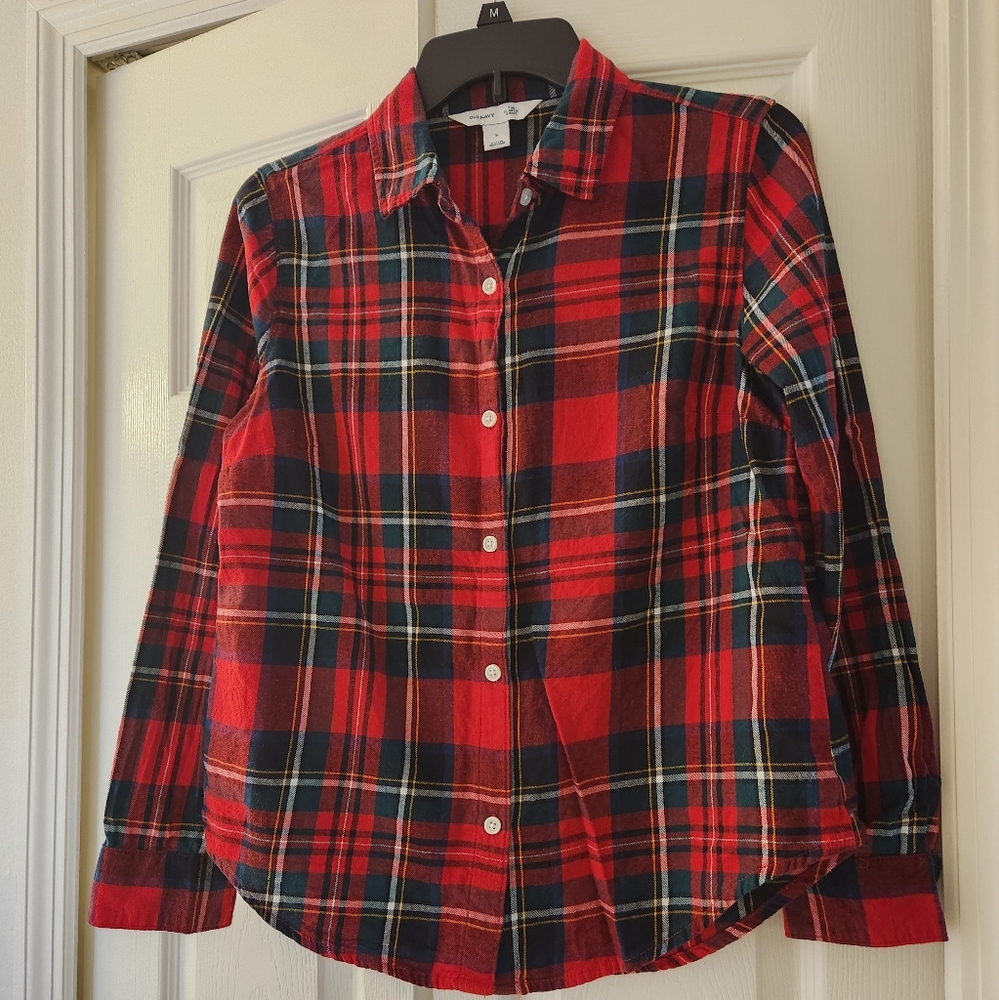 Women's Old Navy Classic Plaid Button Down Shirt Size Small